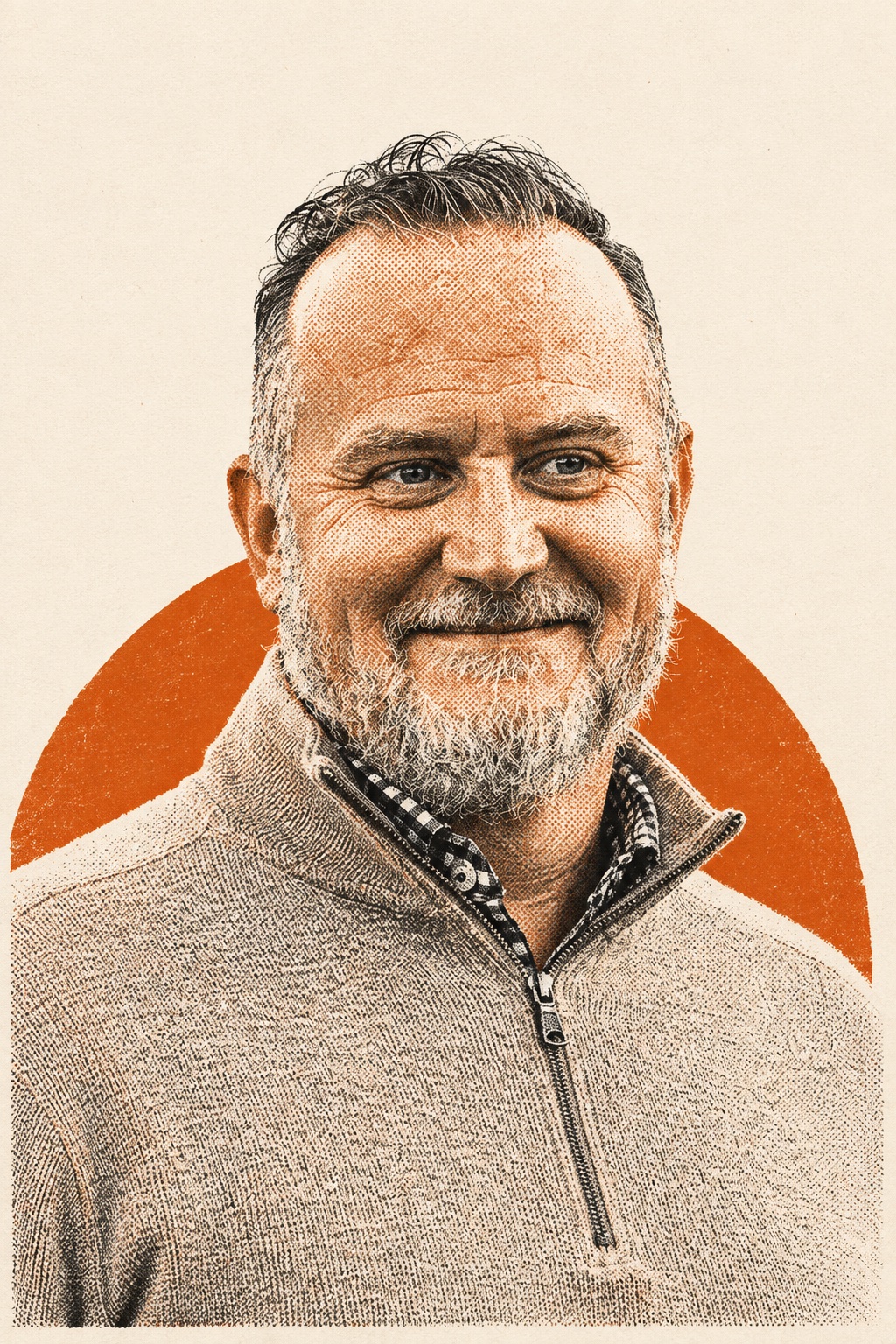 Patrick Severs, drawn as a two-colour print